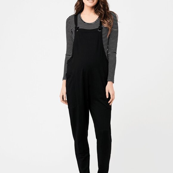 RIPE Maternity Jumpsuit Overalls -  Black - Size S - Tie Straps in Bib - Picture 1 of 10